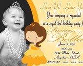 Birthday Party Invitations AND Thank You Cards (Printable Digital File) - Belle Disney Princess Inspired