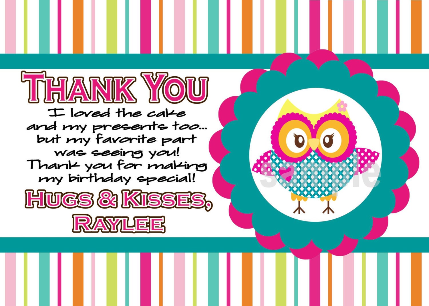 Owl Birthday Thank You Card (Printable Digital Files) - You're a Hoot
