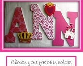 Custom Hand Decorated Wooden Letters PRINCESS THEME - Nursery Bedroom Home Décor, Wall Decorations, Wood Letters, Personalized