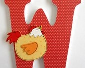 Custom Decorated Wooden Letters CHICKEN & ROOSTER Theme Kitchen Dining Room Living Room Home Décor Wall Decorations Wood Personalized
