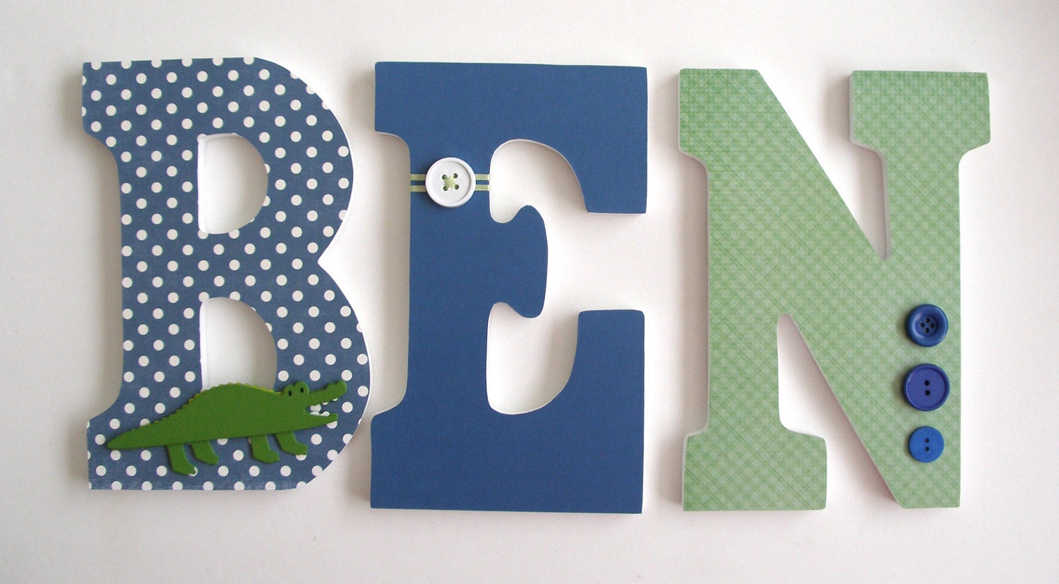 Custom Wooden Letters - ALLIGATOR Theme- Nursery Bedroom Home Wall Decorations Wood Letters Personalized Coord. with Bananafish Nantucket