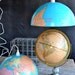 Amazing Pair of Pendant Lights Made From Extra Large World Globe