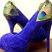Blue Peacock Peep Toe Pleated Pump ... Size 8.5
