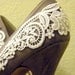 Grey Peep Toe Pumps with White Venise Lace ... Size 10