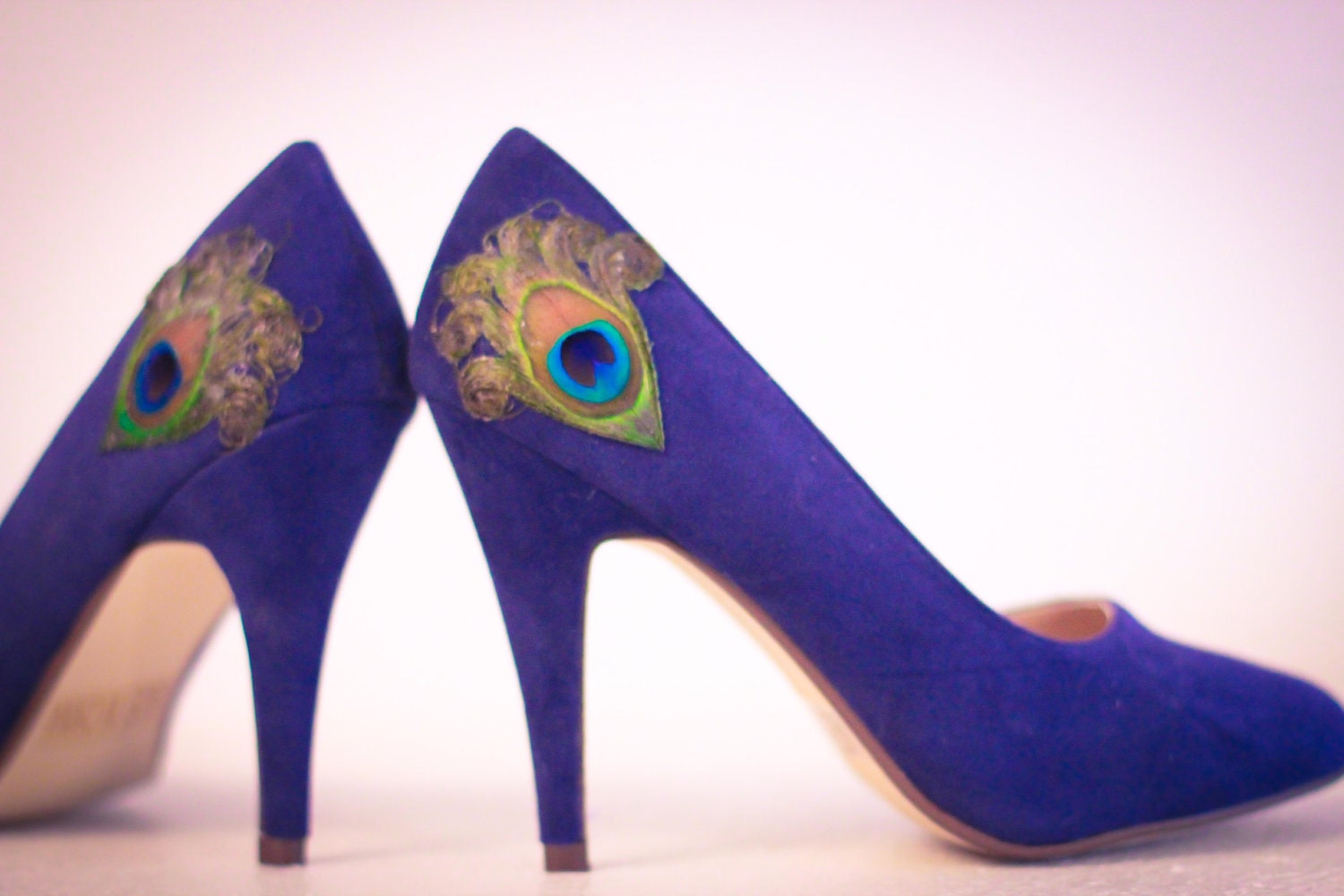 New Years Sale ... Navy Peacock Pumps ... Size 6