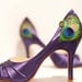 Purple Satin Pleated Peep Toe Peacock Pumps ... ANY SIZE