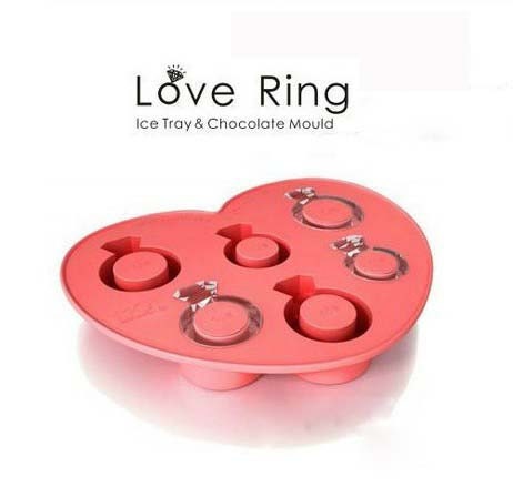 6-Love Diamond Ring Ice Mold Tray Flexible Silicone Mold/Mould For Ice Handmade Soap Candle Candy Chocolate Jewelry Jelly Cake