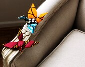 Love Birds - TWO Place card holders - Fabric Origami Crane
