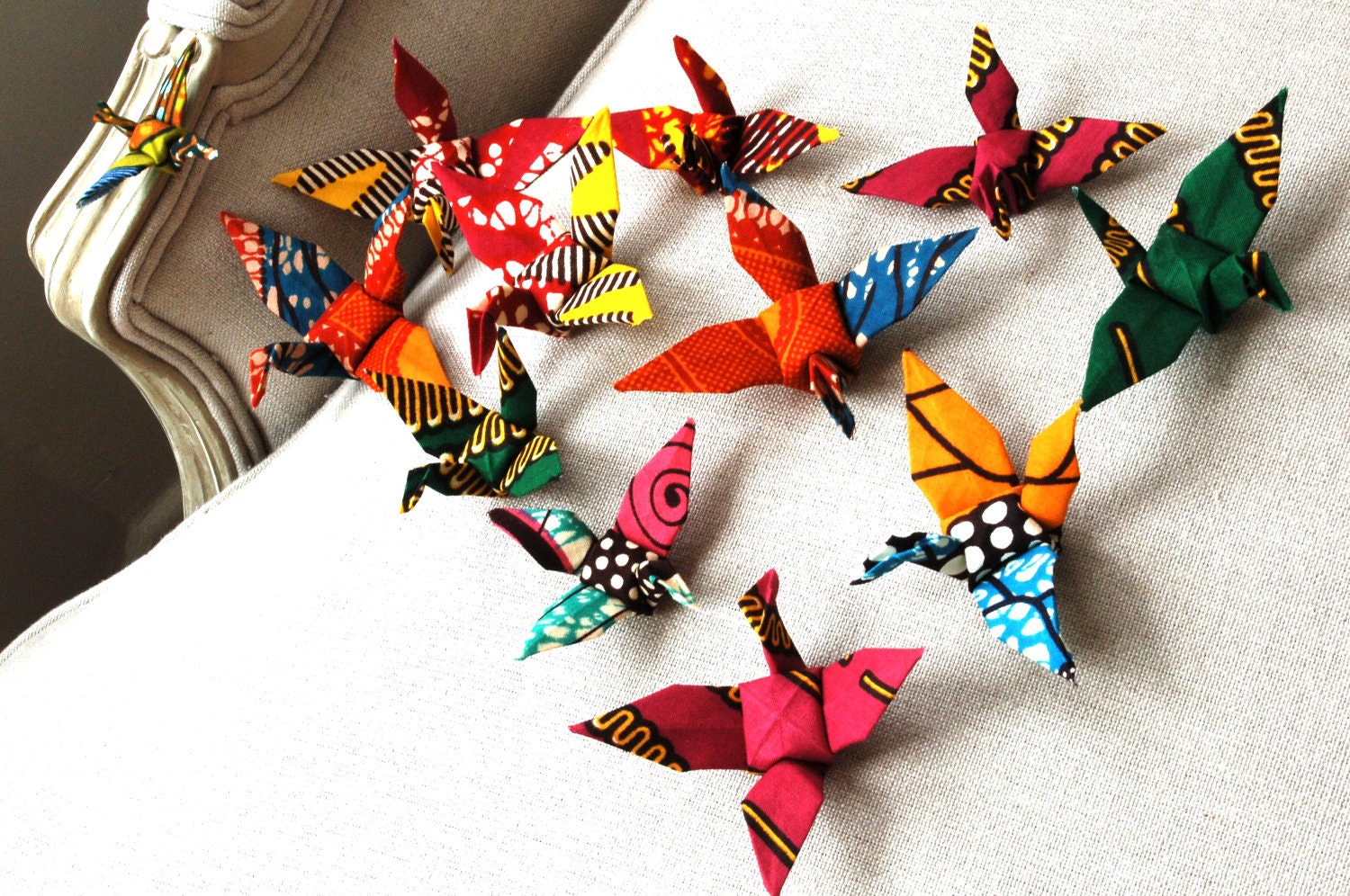 Origami Cranes - How to fold and set of 10 batik squares for folding - Handmade Decoration