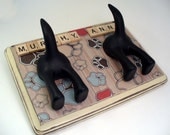 Dog Tail Leash Holder - Double Just the PAWS - Personalize it with Optional Letter Tiles