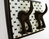 Dog Tail Leash Holder  - Double Bow Tie  Bones - Optional Letter Tiles