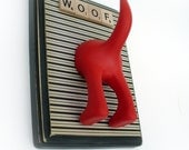 Dog Tail Leash Holder  - Cream Stripes  -  Personalize it with Optional Letter Tiles