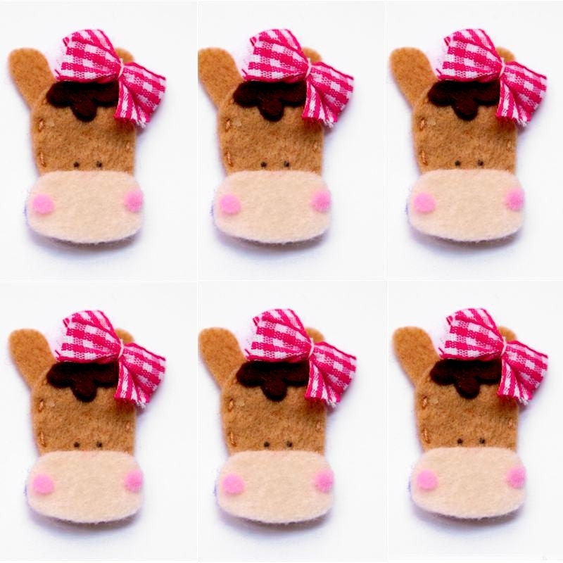 Set of 6 Handmade Felt Appliques Baby Girl Horse