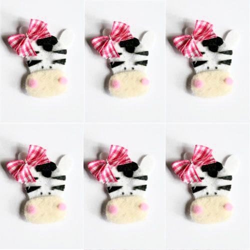Set of 6 Handmade Felt Appliques Baby Girl Zebra