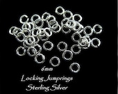 6mm Sterling Silver Jump Rings - Locking - 10 Pcs  -  18 gauge   JR2