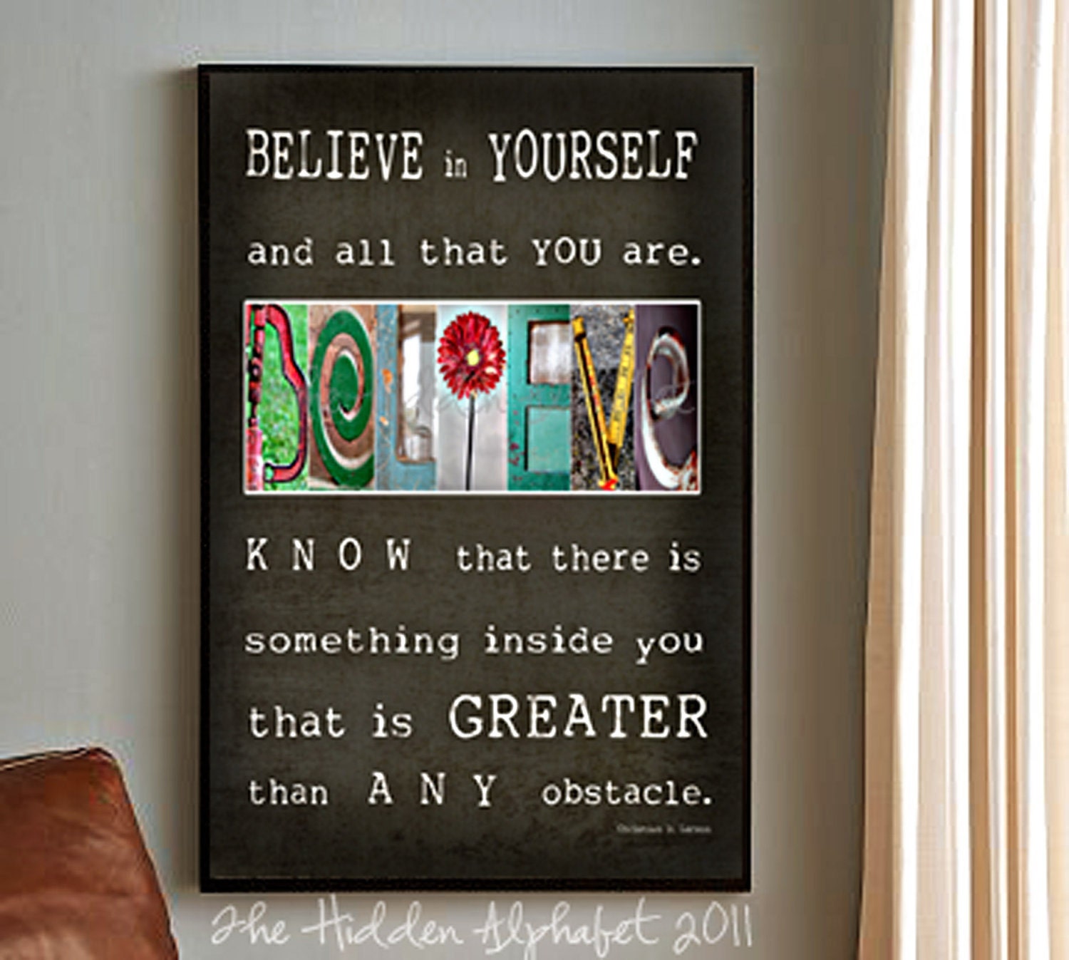FuNkY  Alphabet Photo Fine Art Print  11x14 Letter Photography BELIEVE