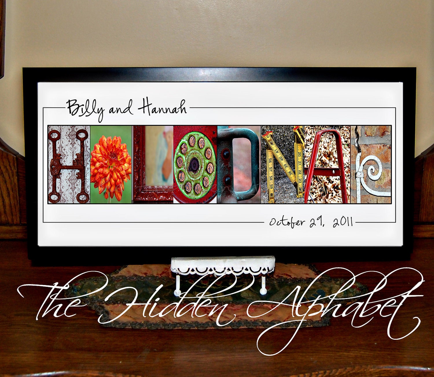 Alphabet Photography Art in COLOR Personalized Name Print 10x20 Anniversary or Wedding Gift