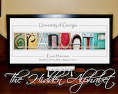 RESERVED for Lauren GRADUATION GIFT Alphabet Photo Art Color Personalized Name Print 10x20