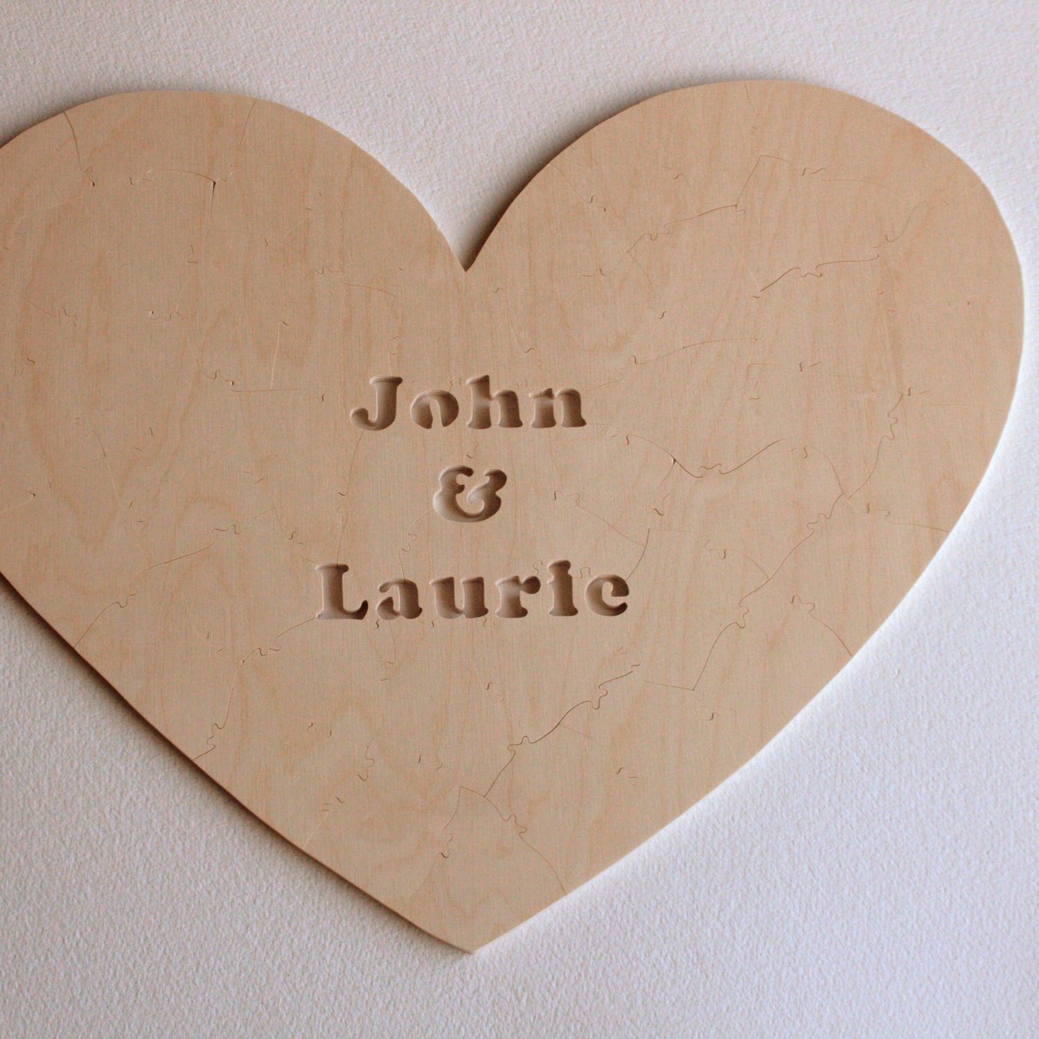 30 piece Rustic Wood Guest Book Wedding Puzzle HEART