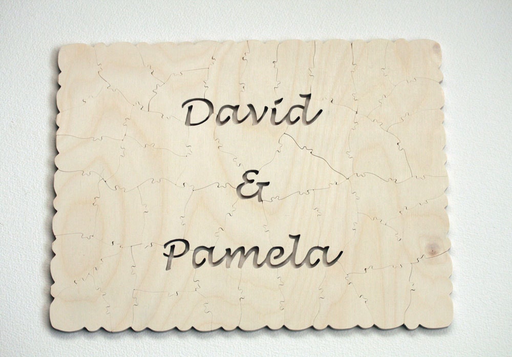 90 piece Rustic Guestbook Wedding Puzzle WOOD