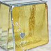 Brilliant Yellow 3x3 Stained Glass Jewelry Box w/ Pewter Scrolled Heart Bead Handmade