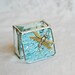 Stained Glass Ring Box Aquamarine Sky Blue 2x2 w/ Gold-tone Art Nouveau Dragonfly Wedding Ceremony Engagement Hand-crafted