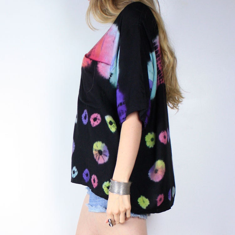 Vintage 80s TIE DYED Rainbow Over sized Top