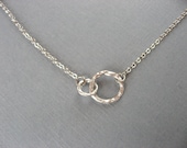 Tiny Silver Double Circle Necklace, Delicate, minimal, casual, everyday
