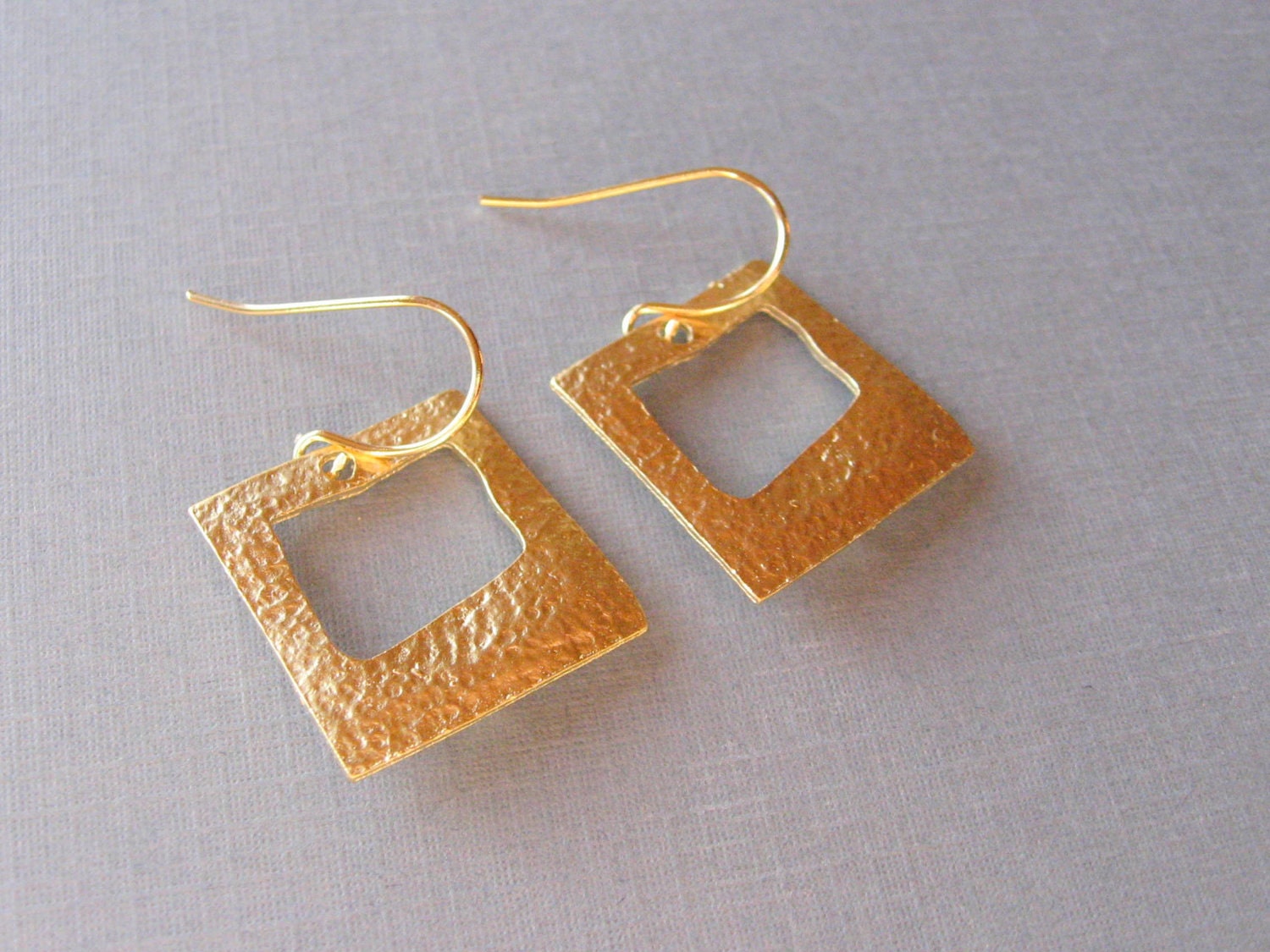 Gold Square Drop Earrings, Everyday Casual or Bridal, Bridesmaid Gifts