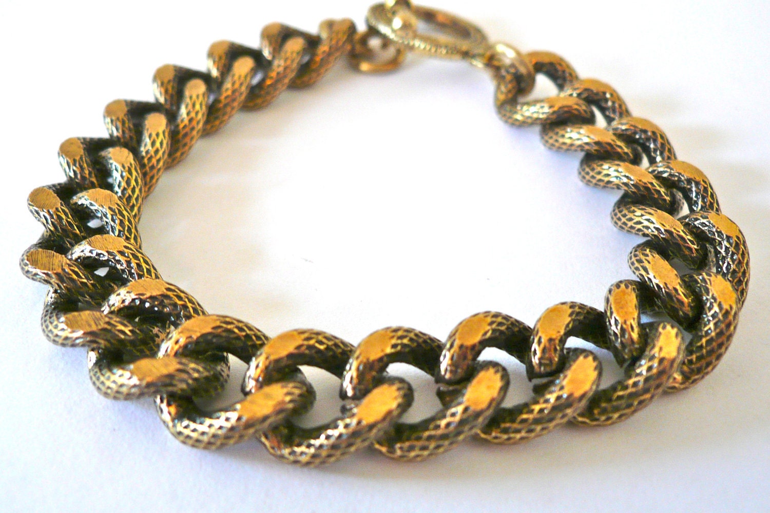 Antiqued Gold Chain Link Bracelet