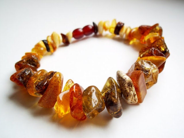 Multicolored BALTIC AMBER BRACELET 8.3 inches.