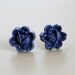 Rosette Flower Earrings, Plum Purple Handmade Resin Cabochons on Plastic Earring Post/Studs, Metal Free