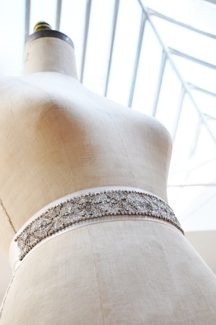 1 YARD Luxury Hand Beaded Bridal Trim For Wedding Gown Belt or Project