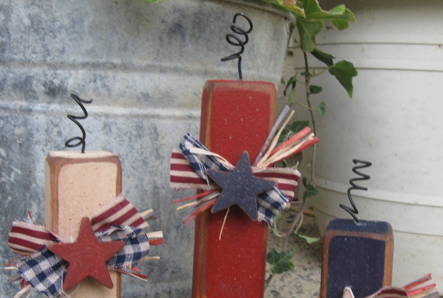 Summer Decor-Primitive Americana Firecracker Trio-Display May Thru July