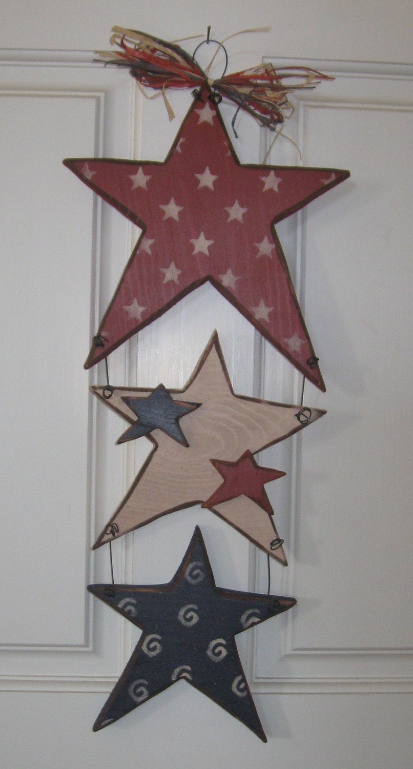 Americana Decor-Star Spangled Hanging Star Trio-Display All Summer Or All Year