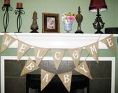 WELCOME BABY Burlap Banner Bunting Pennant - We Do Custom Banners