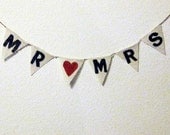 Mini Mr & Mrs Burlap Bunting Banner Wedding Decoration Photo Prop - We Do Custom Banners