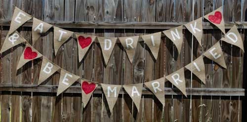 Eat Drink and Be Married Burlap Banner Bunting Garland Wedding Decoration - We Do Custom Banners