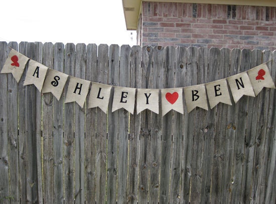 Custom Burlap Banner Bunting Garland with 12 flags - Perfect party decorations - Personalized Custom Orders Welcome