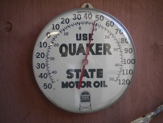 Vintage Quaker State Motor Oil Thermometer by BrightAndEarlys