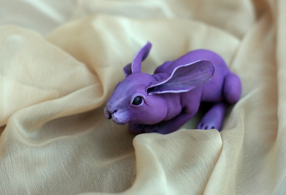 Violetta rabbit. Polymer clay miniature by Madre Olius