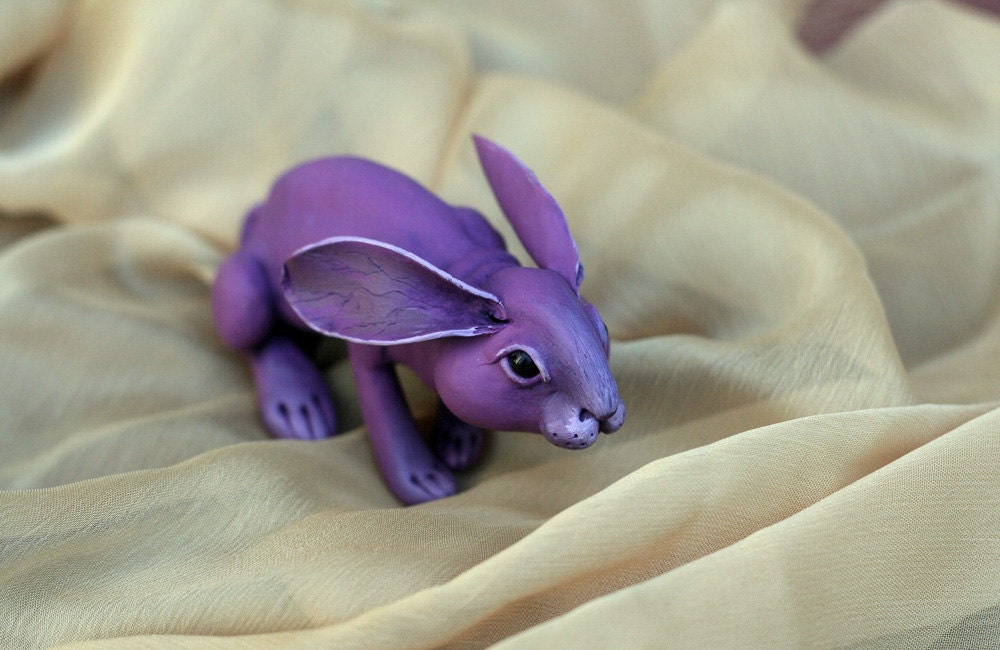 Violetta rabbit. Polymer clay miniature by Madre Olius