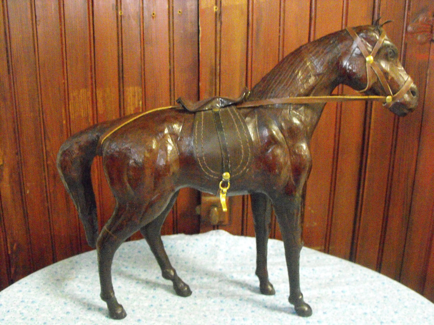 leather covered horse figurine