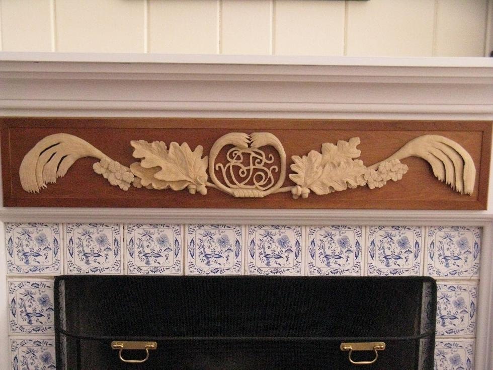 Woodworking Wood Carving FIREPLACE ORNAMENT  Custom Monogram