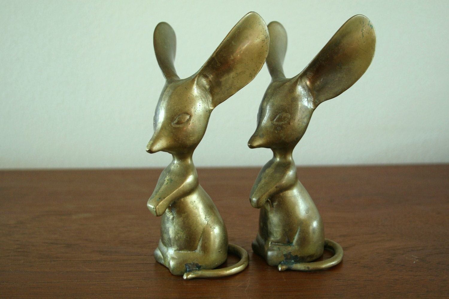 Vintage large brass mice
