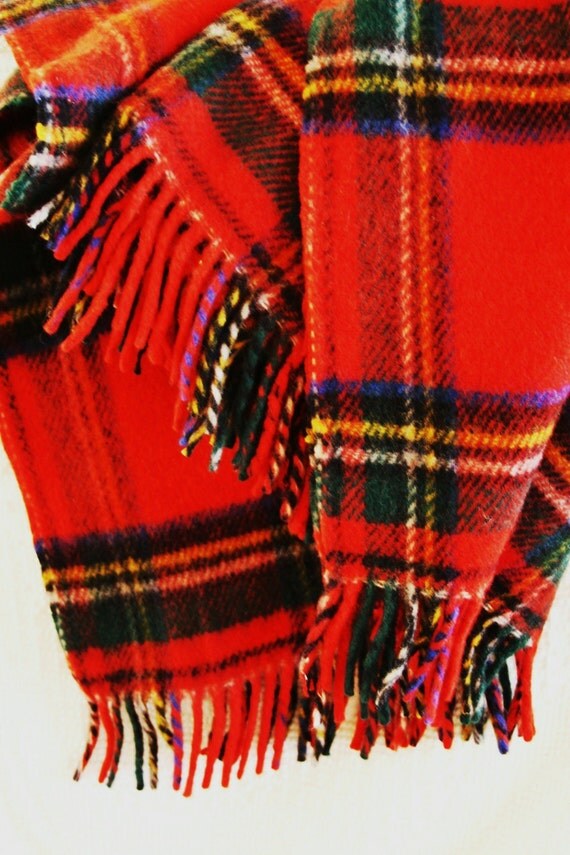 vintage all wool plaid picnic blanket by rustyvintage on Etsy