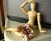 Crocheted Bracelet - Riviera Sunset - Pink - Rose - Freshwater Pearls
