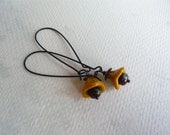 Mustard Flower Earrings - Floral Jewelry - Long Dangle