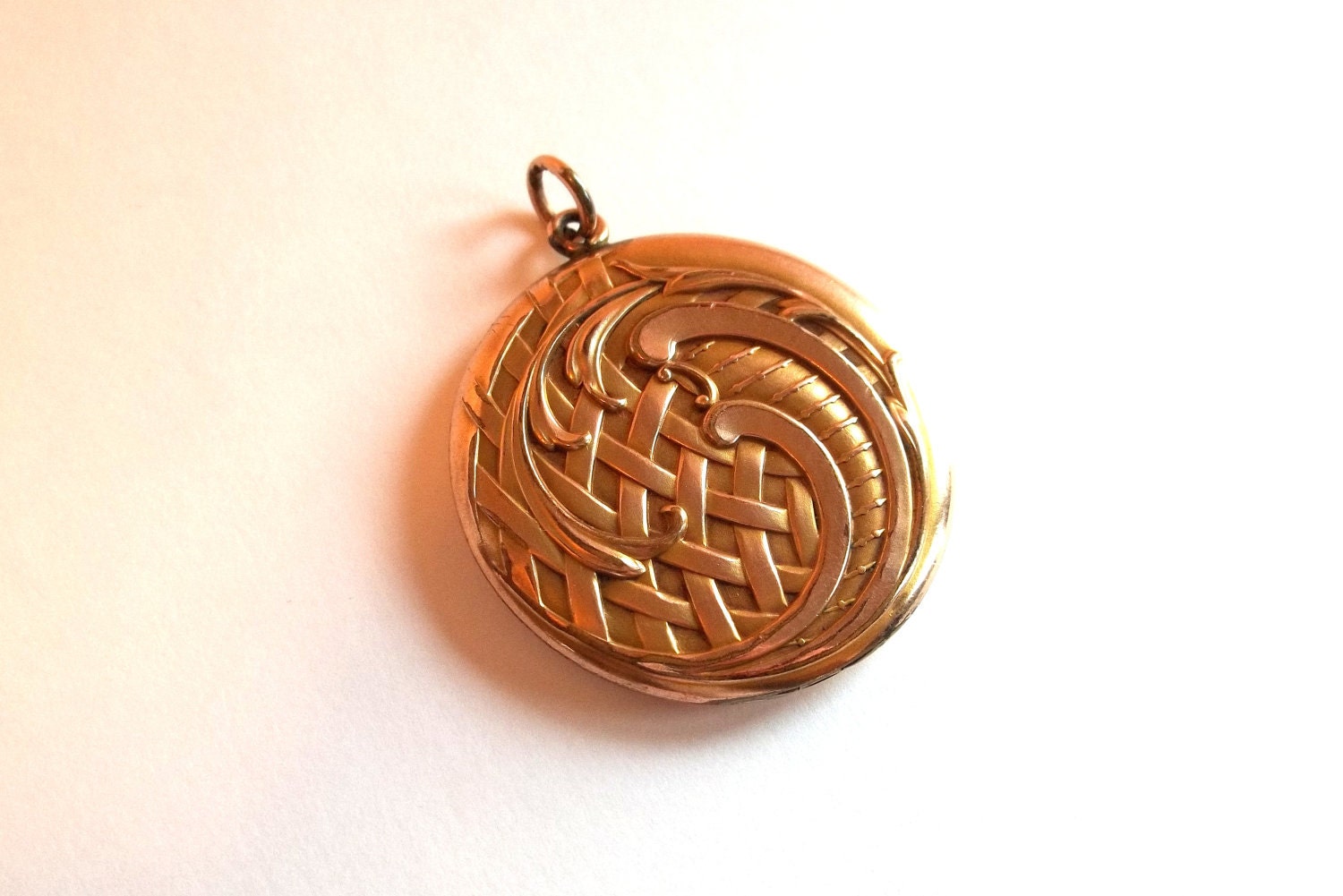 Reserved.....Large Antique Victorian Locket Gold Filled Deep Repousse Monogrammed Photographs