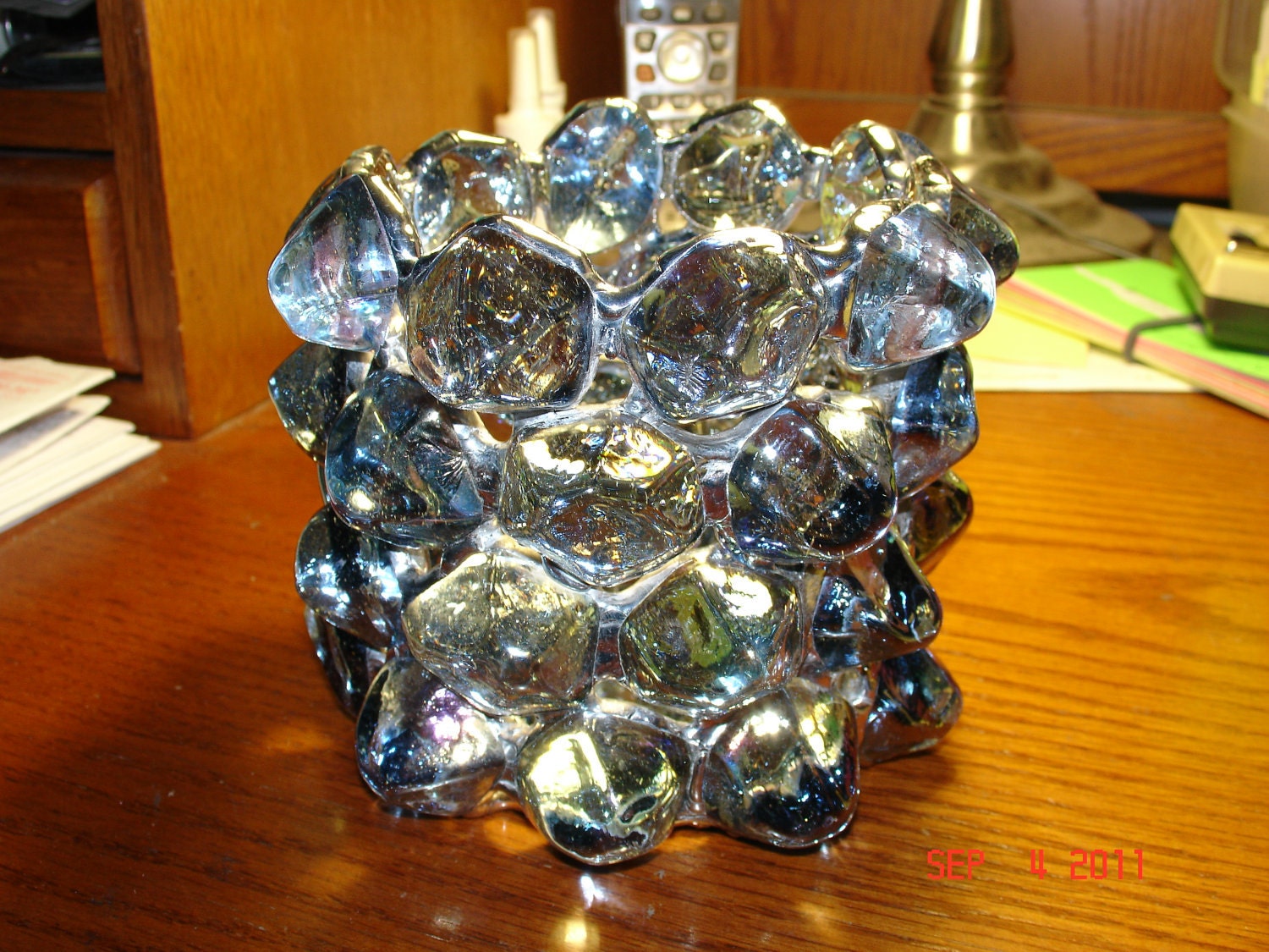Ice Cube Glass Candle Holder